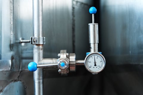 Pressure gauge on pipe