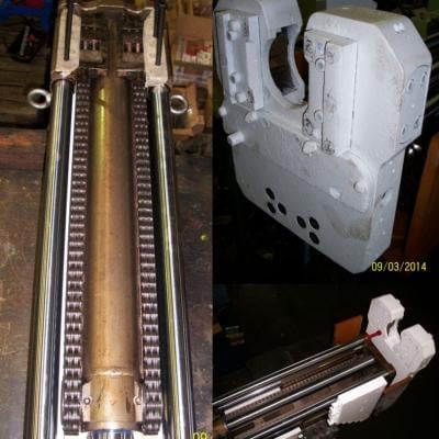 Disassembled printer parts with paper feed mechanism and rollers