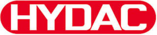 HYDAC logo with bold white text on red background